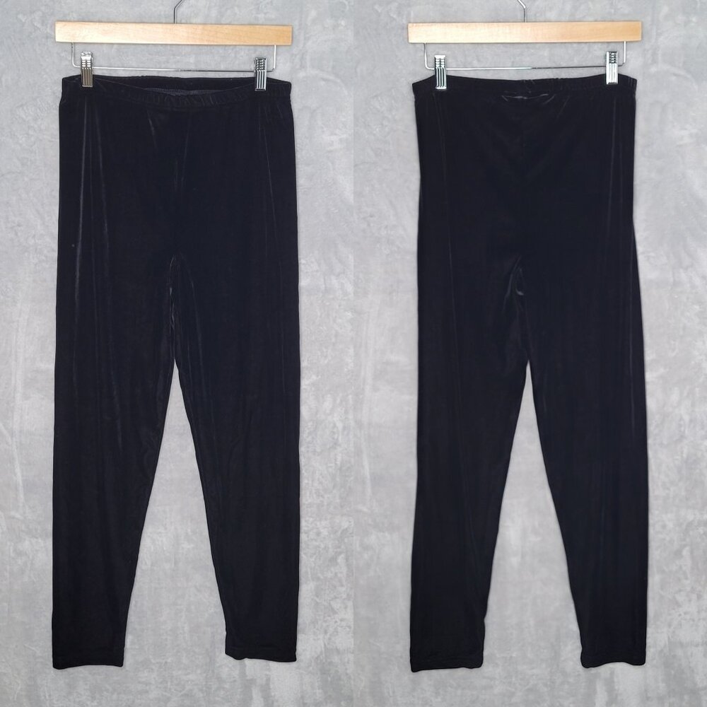 Vintage Black Velour Leggings Size L Pull On Witchy Whimsigoth Goth Grunge